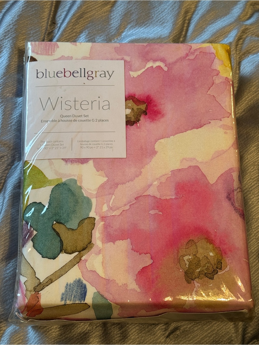 Bluebellgray Wisteria Pink Watercolor Floral Duvet Cover - Queen